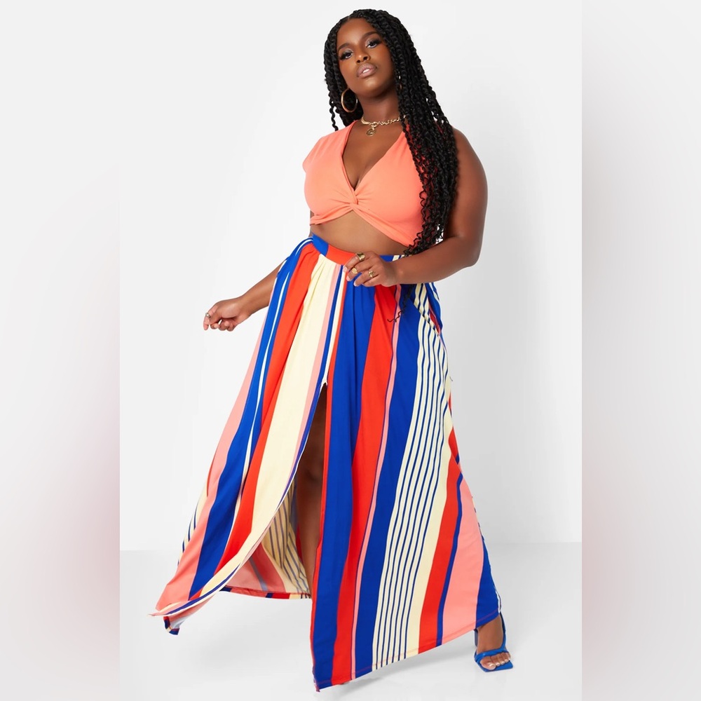 All Inclusive High Slit Maxi Skater Skirt